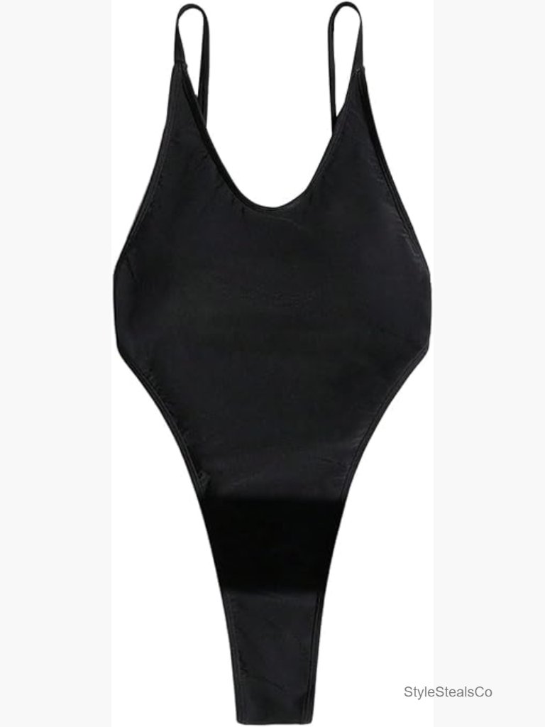 Women's Backless Cheeky Monokini One Piece Swimsuit High Cut Plunging Leotard